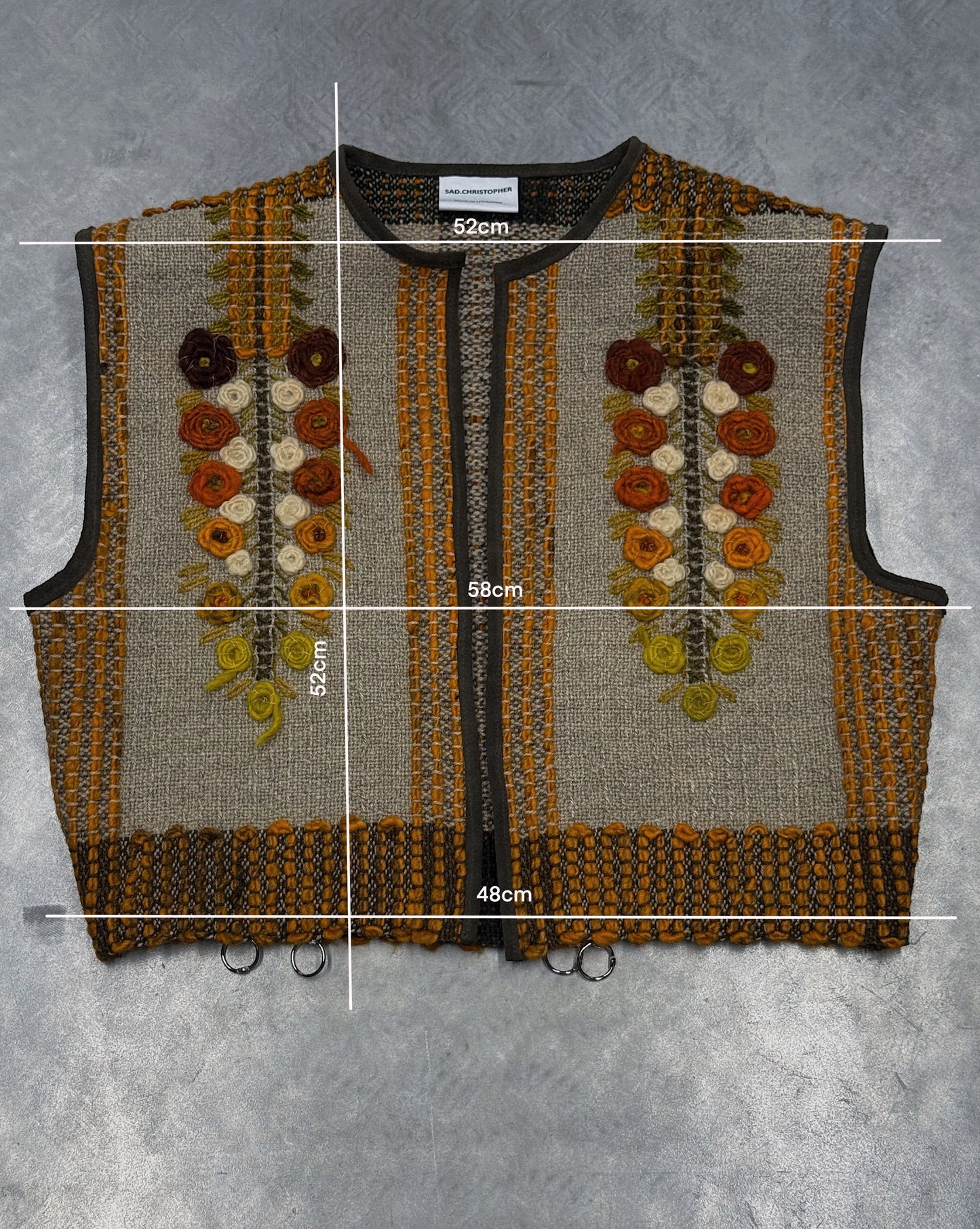 1/1 Sunburst Floral Hand-Embroidered Vintage Vest