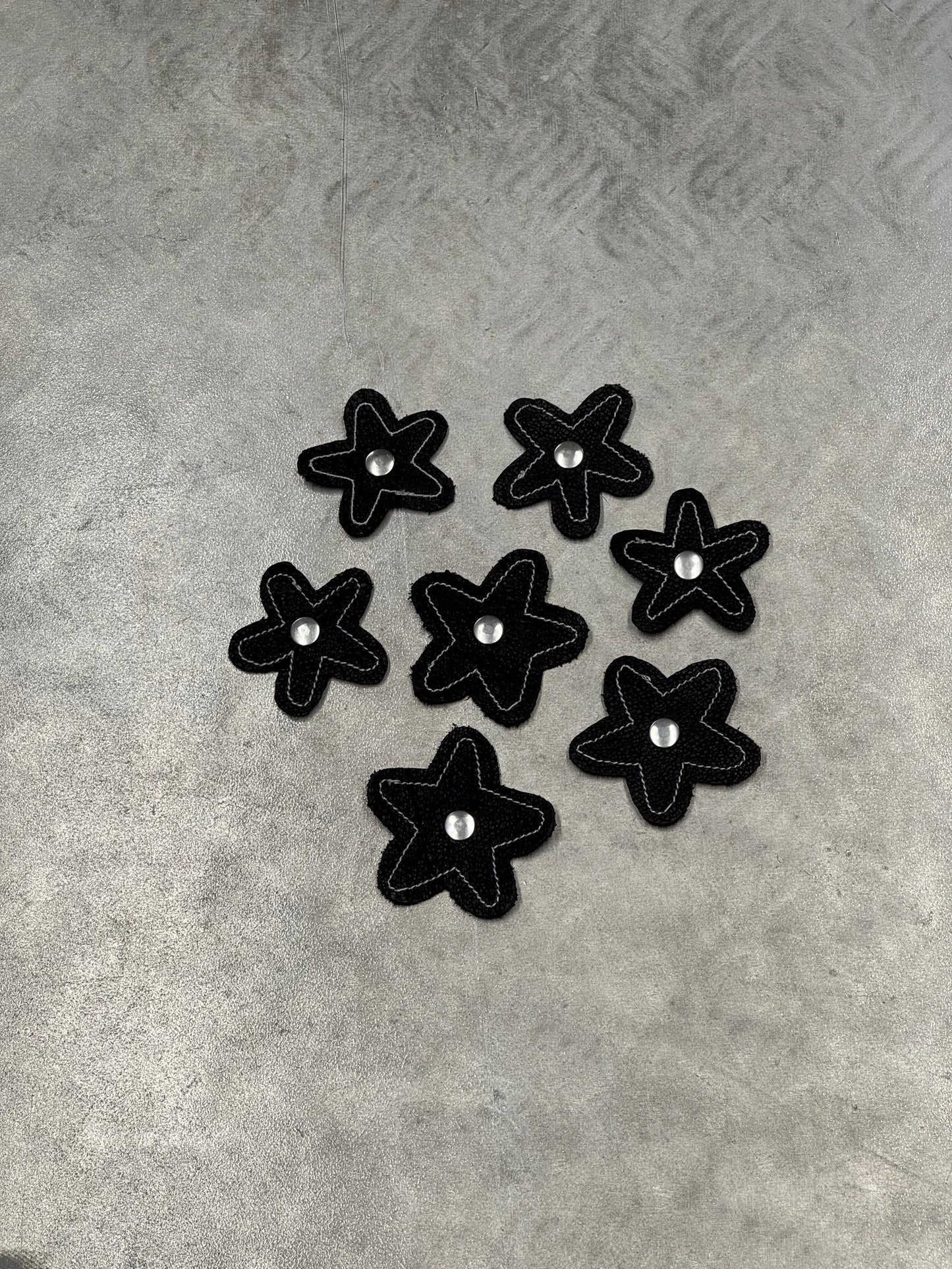 Attachable Black Leather Flowers