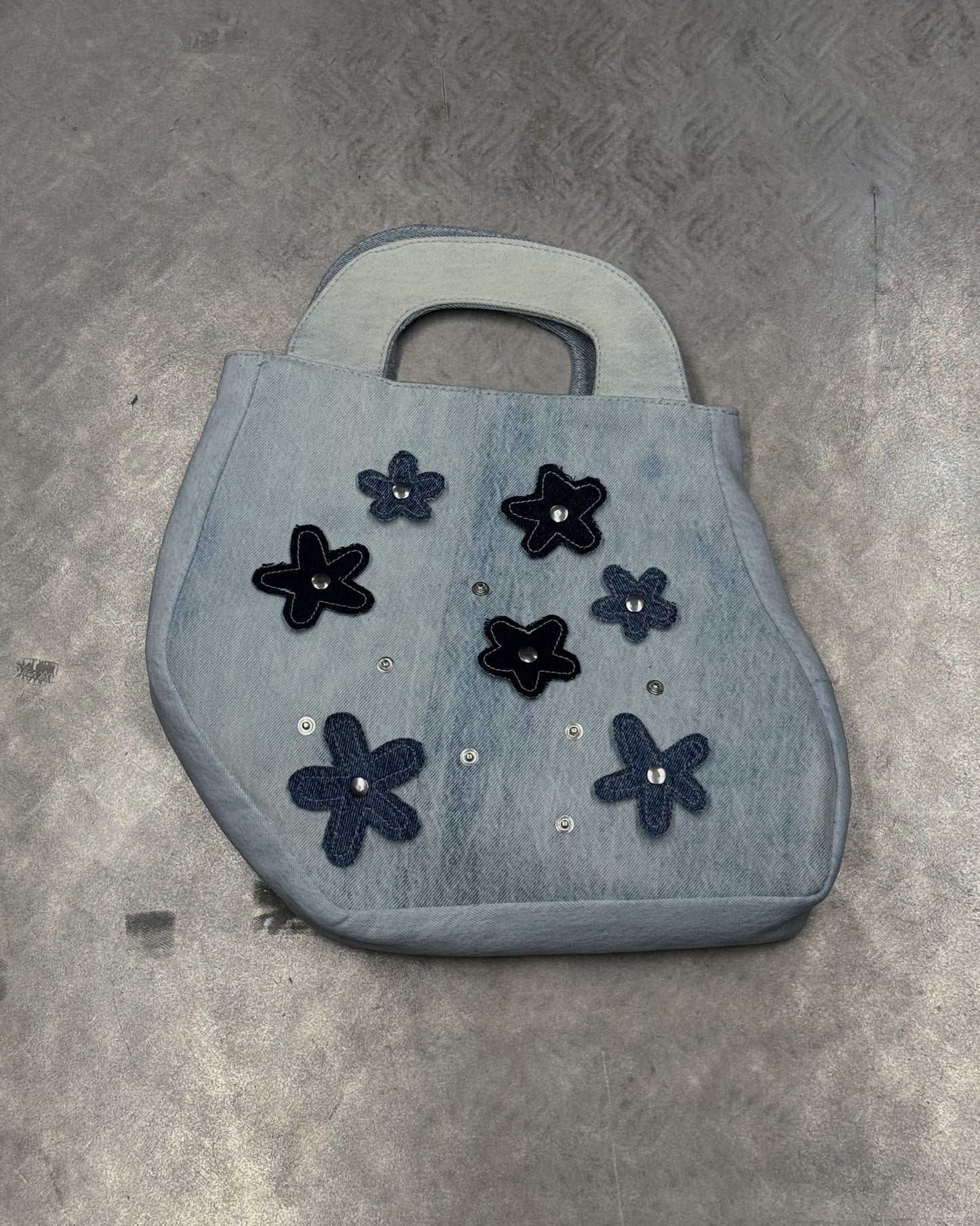 1/1 Studded Light Blue Jeans Puffed Mini Bag