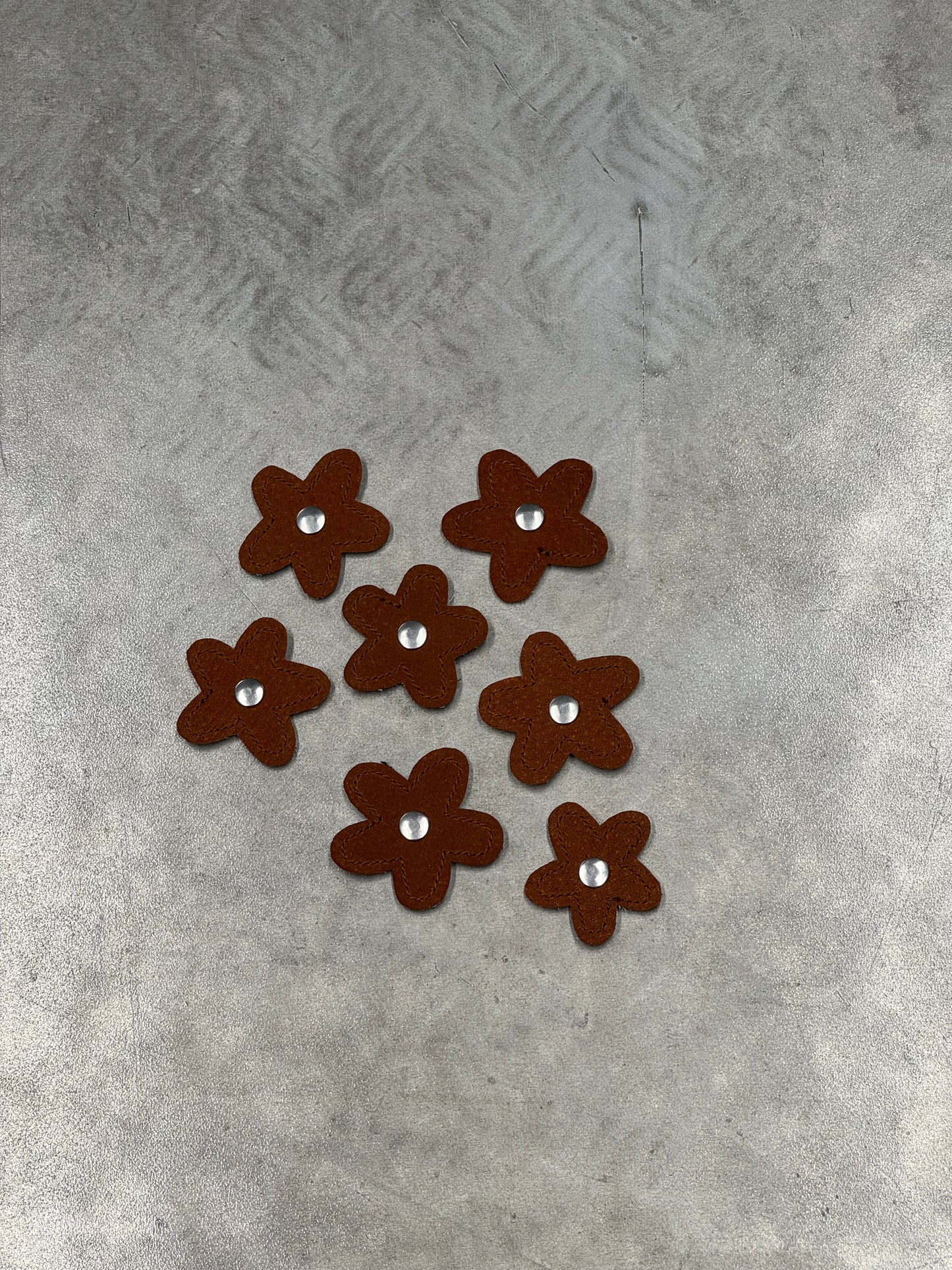 Attachable Orange/Brown Leather Flowers