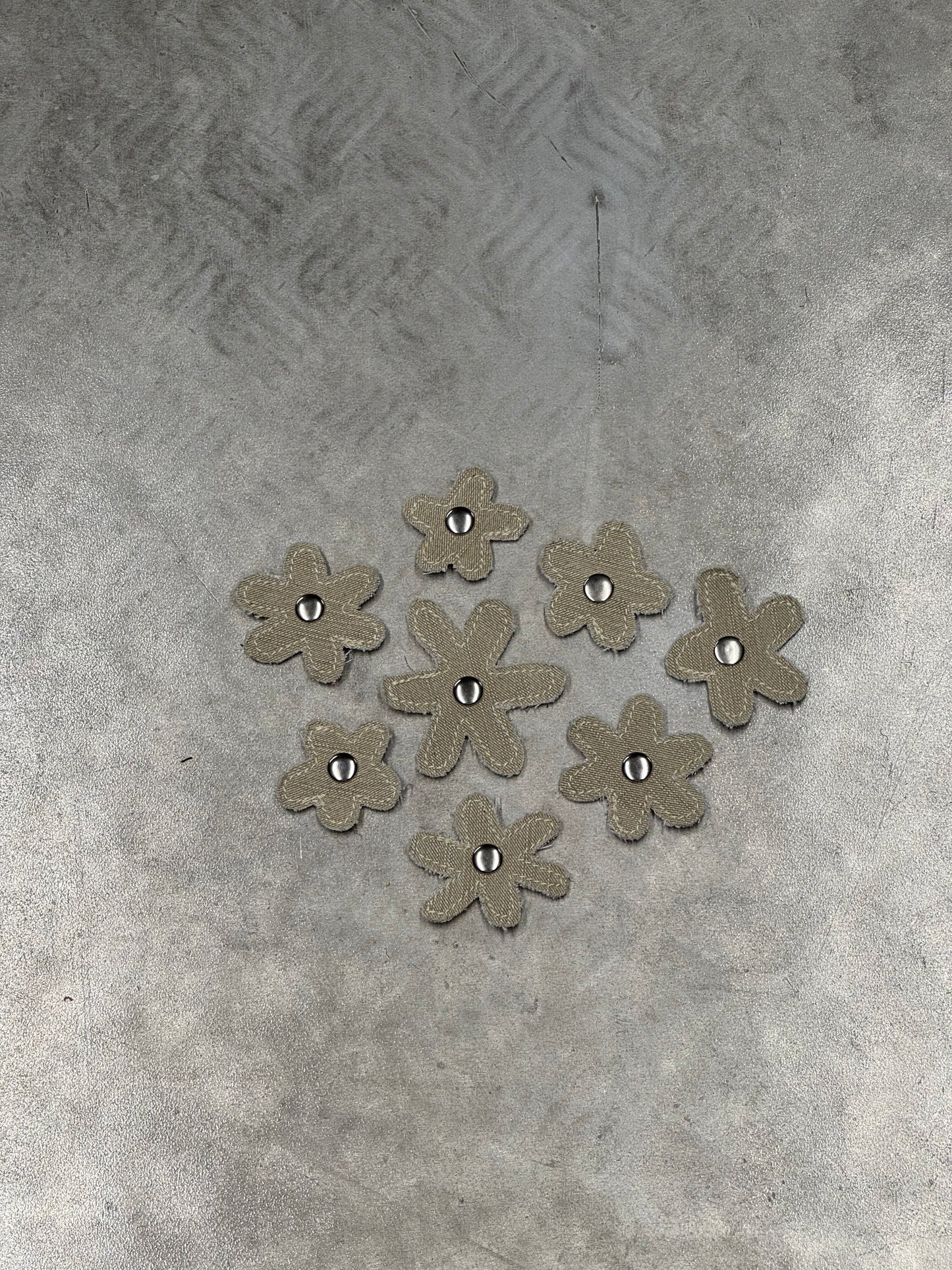 Attachable Light Brown Denim Flowers