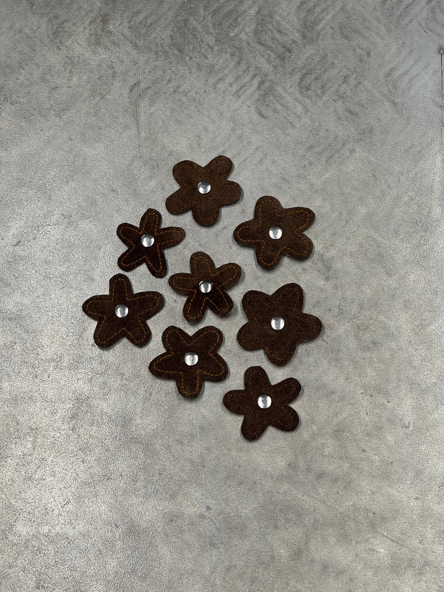 Attachable Dark Brown Leather Flowers