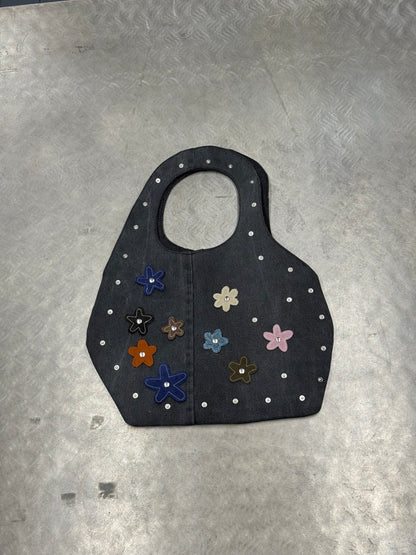 1/1 Sculptural Denim Midi Bag Black + Blue Front