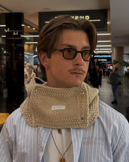 Beige/Blue Woven Knitted Hood + Accessories