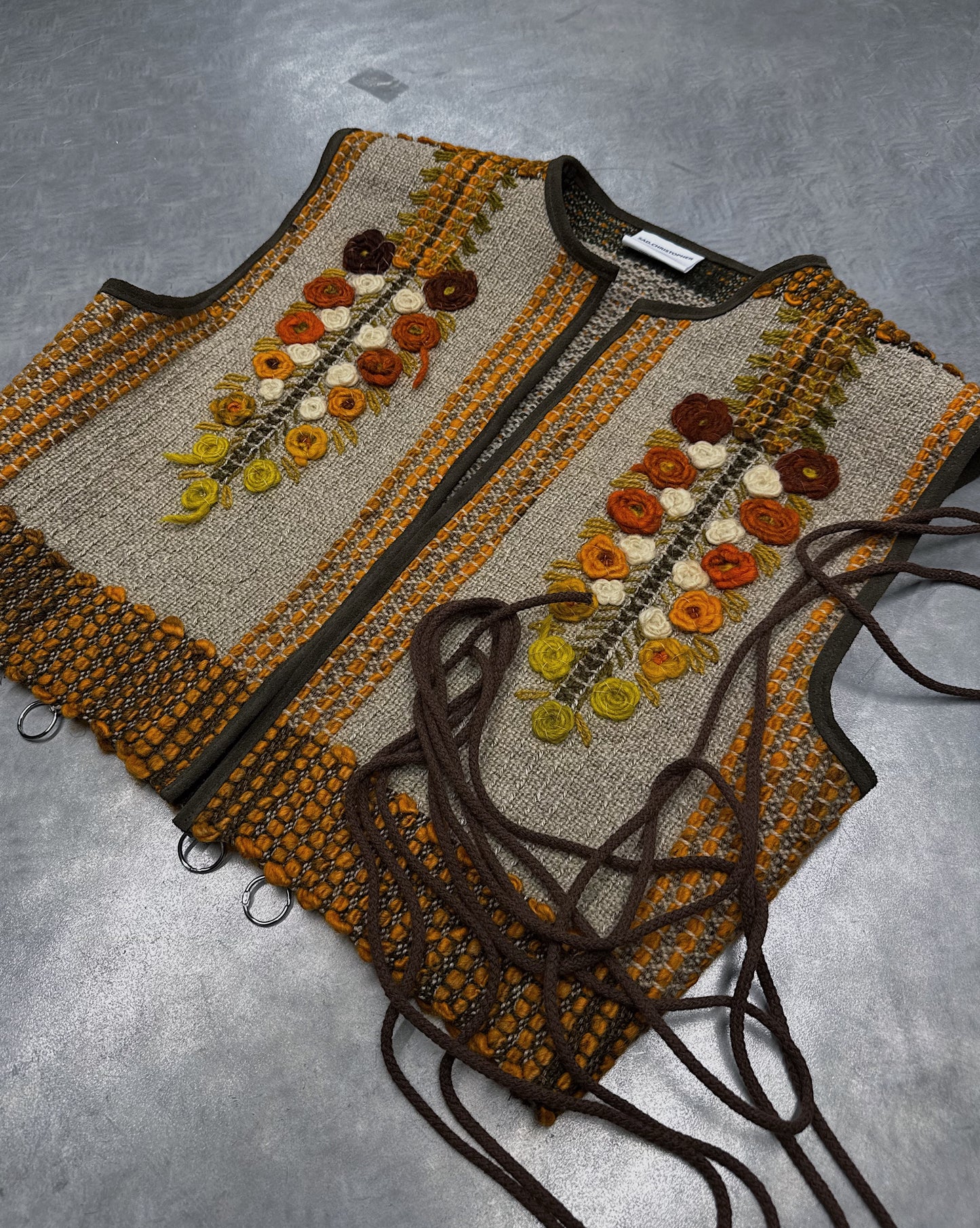 1/1 Sunburst Floral Hand-Embroidered Vintage Vest