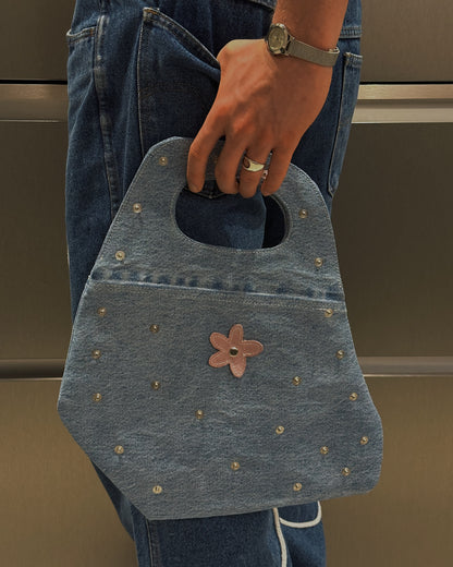 1/1 Studded Sculptural Blue Denim Mini Bag