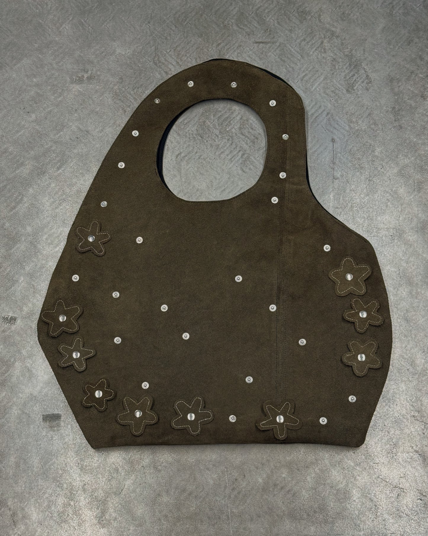 1/1 Studded Sculptural Midi Leather Bag Dark Green