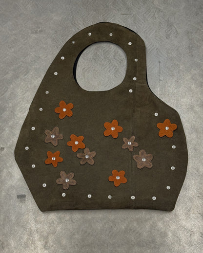 1/1 Studded Sculptural Midi Leather Bag Dark Green