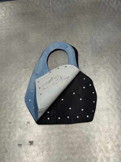 1/1 Sculptural Denim Midi Bag Black + Blue Front