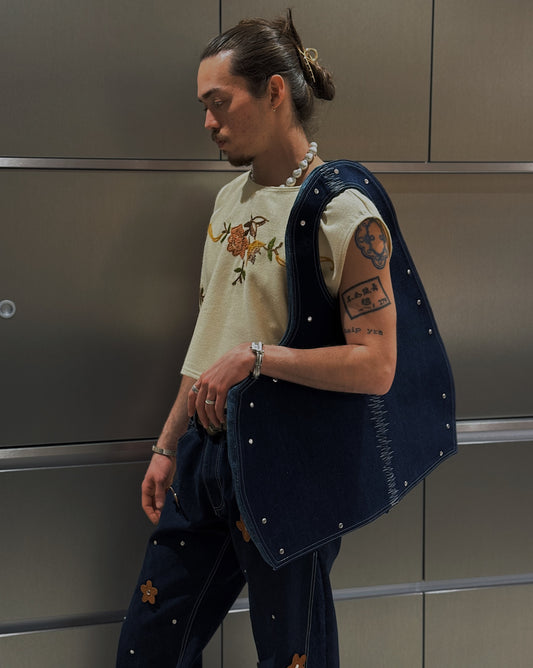 1/1 Knitted Yellow Floral Vest