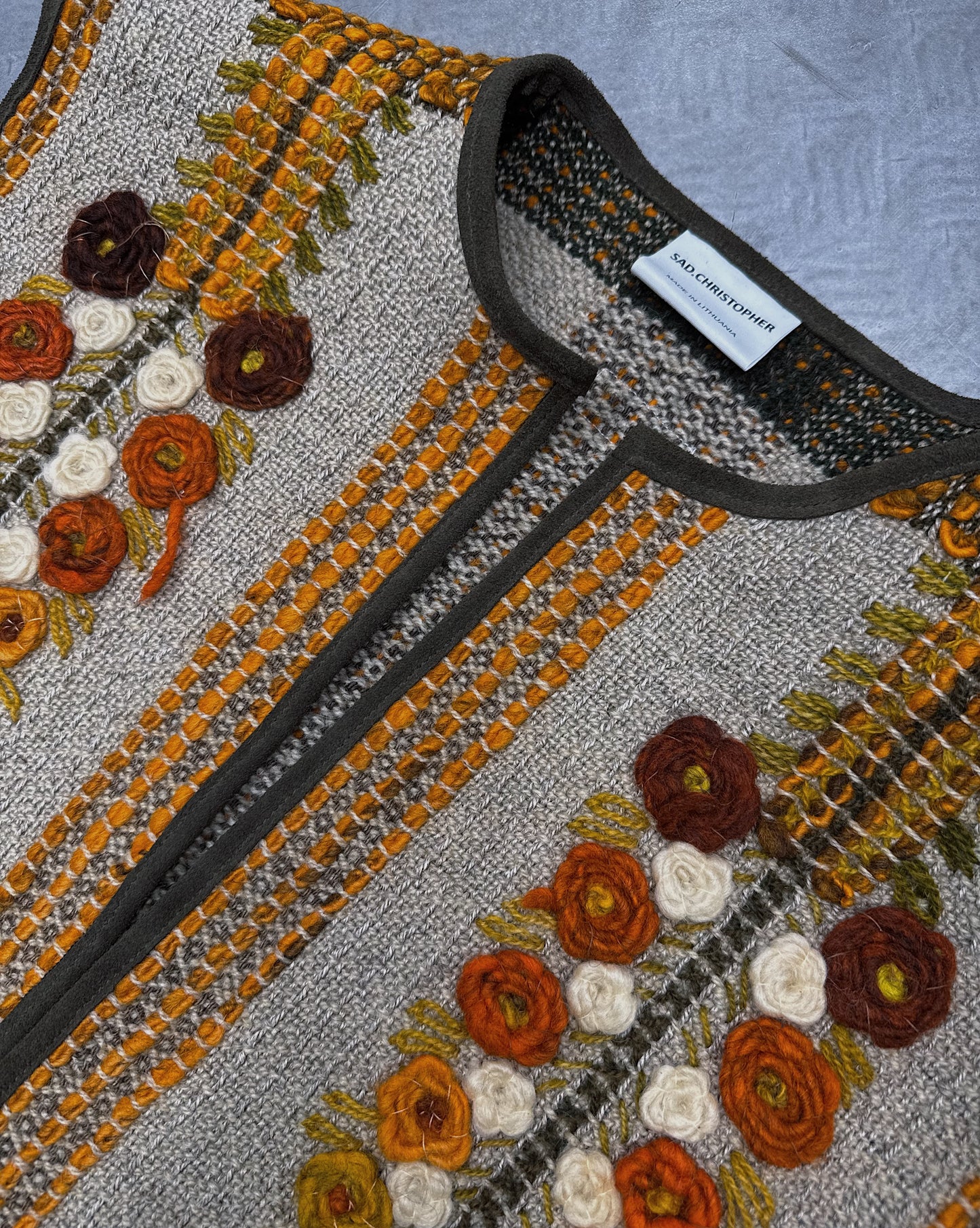 1/1 Sunburst Floral Hand-Embroidered Vintage Vest