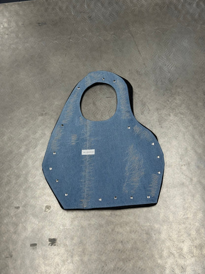 1/1 Sculptural Denim Midi Bag Black + Blue Front
