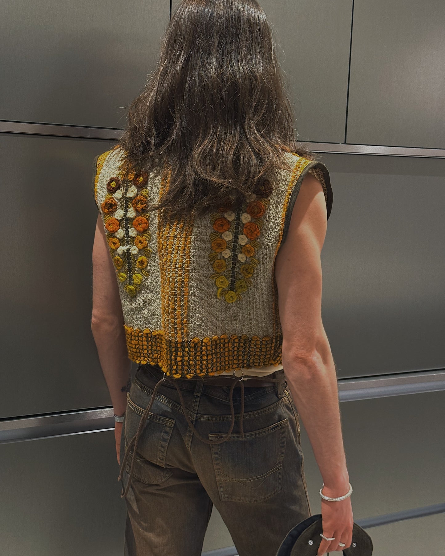 1/1 Sunburst Floral Hand-Embroidered Vintage Vest