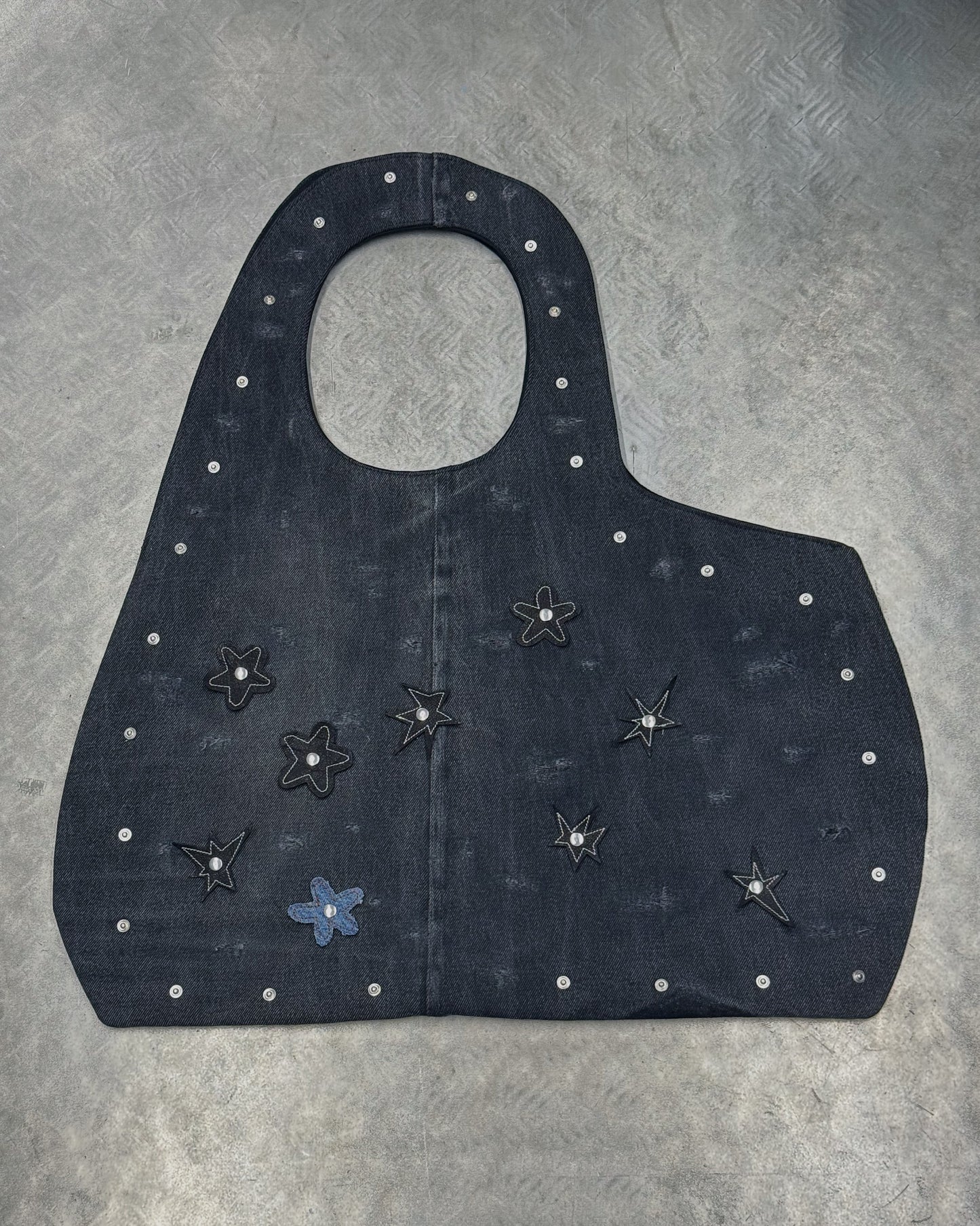 1/1 Studded Sculptural Distressed Large Bag Black/Grey