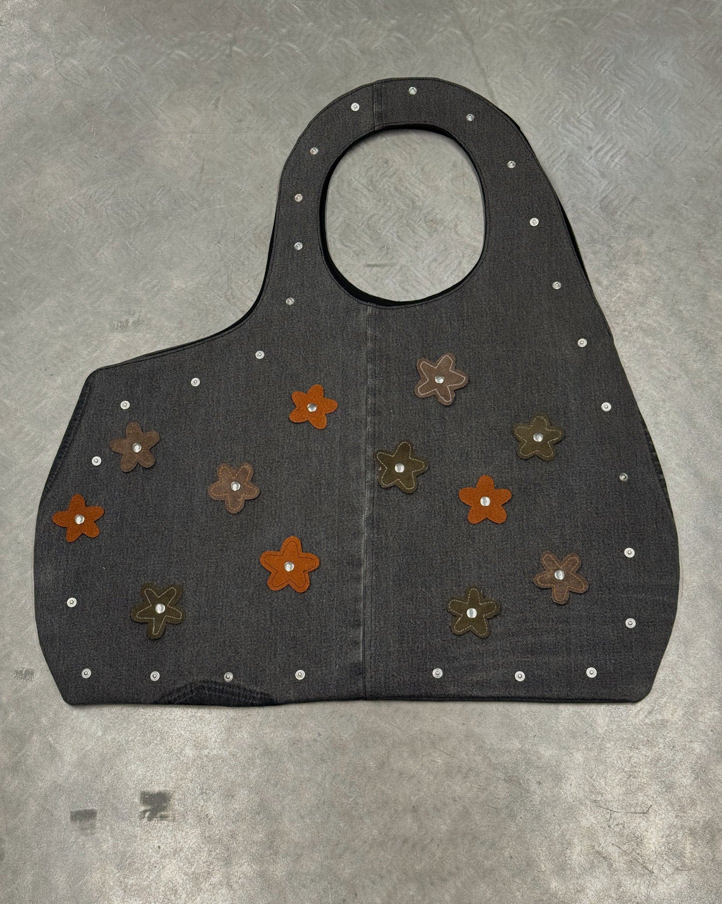 1/1 Studded Sculptural Black/Grey Denim Bag