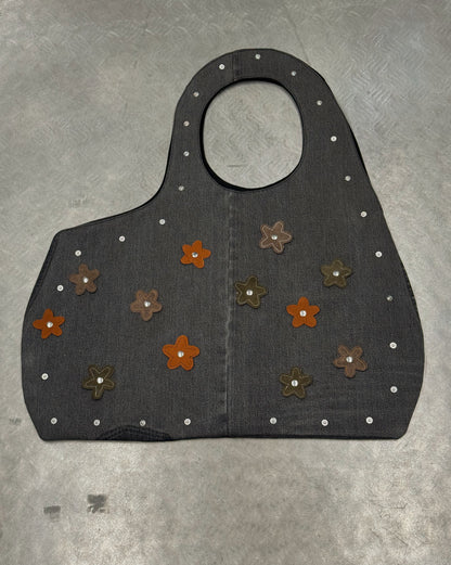 1/1 Studded Sculptural Black/Grey Denim Bag