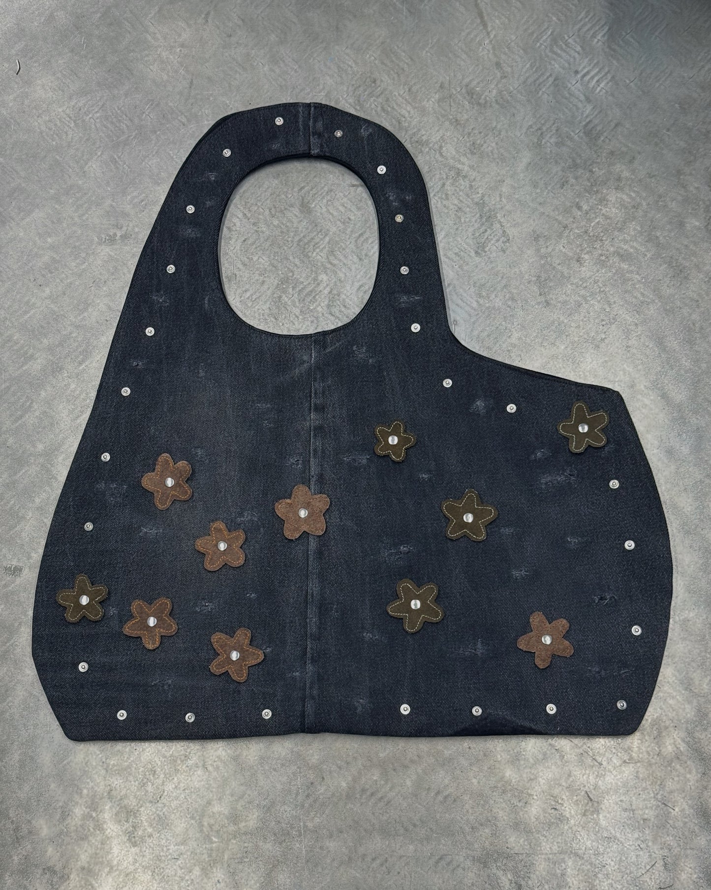 1/1 Studded Sculptural Distressed Large Bag Black/Grey
