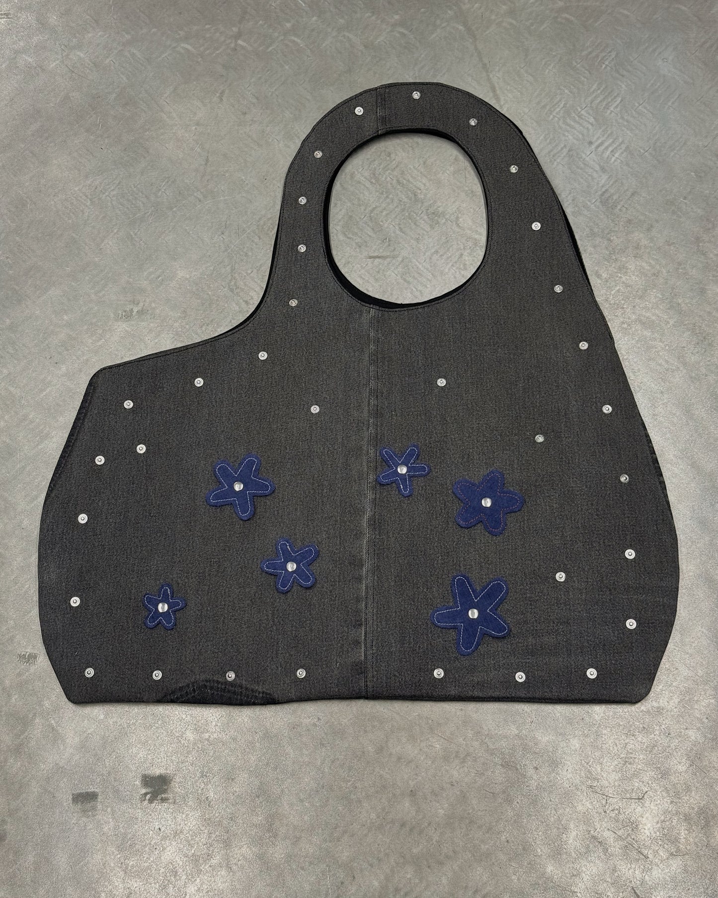 1/1 Studded Sculptural Black/Grey Denim Bag