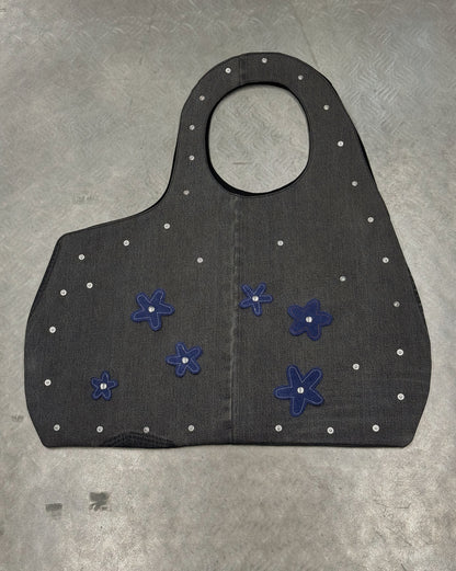 1/1 Studded Sculptural Black/Grey Denim Bag