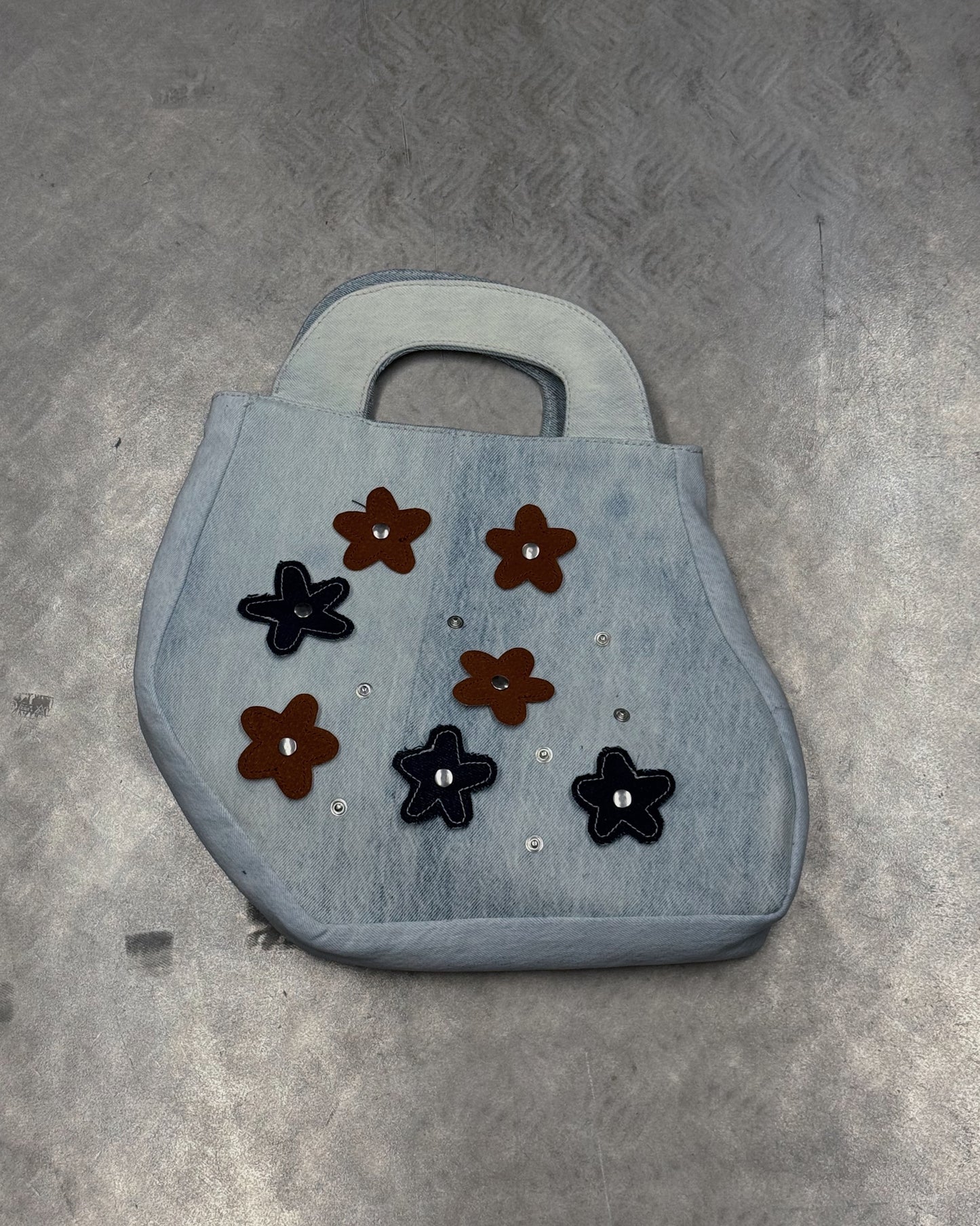 1/1 Studded Light Blue Jeans Puffed Mini Bag