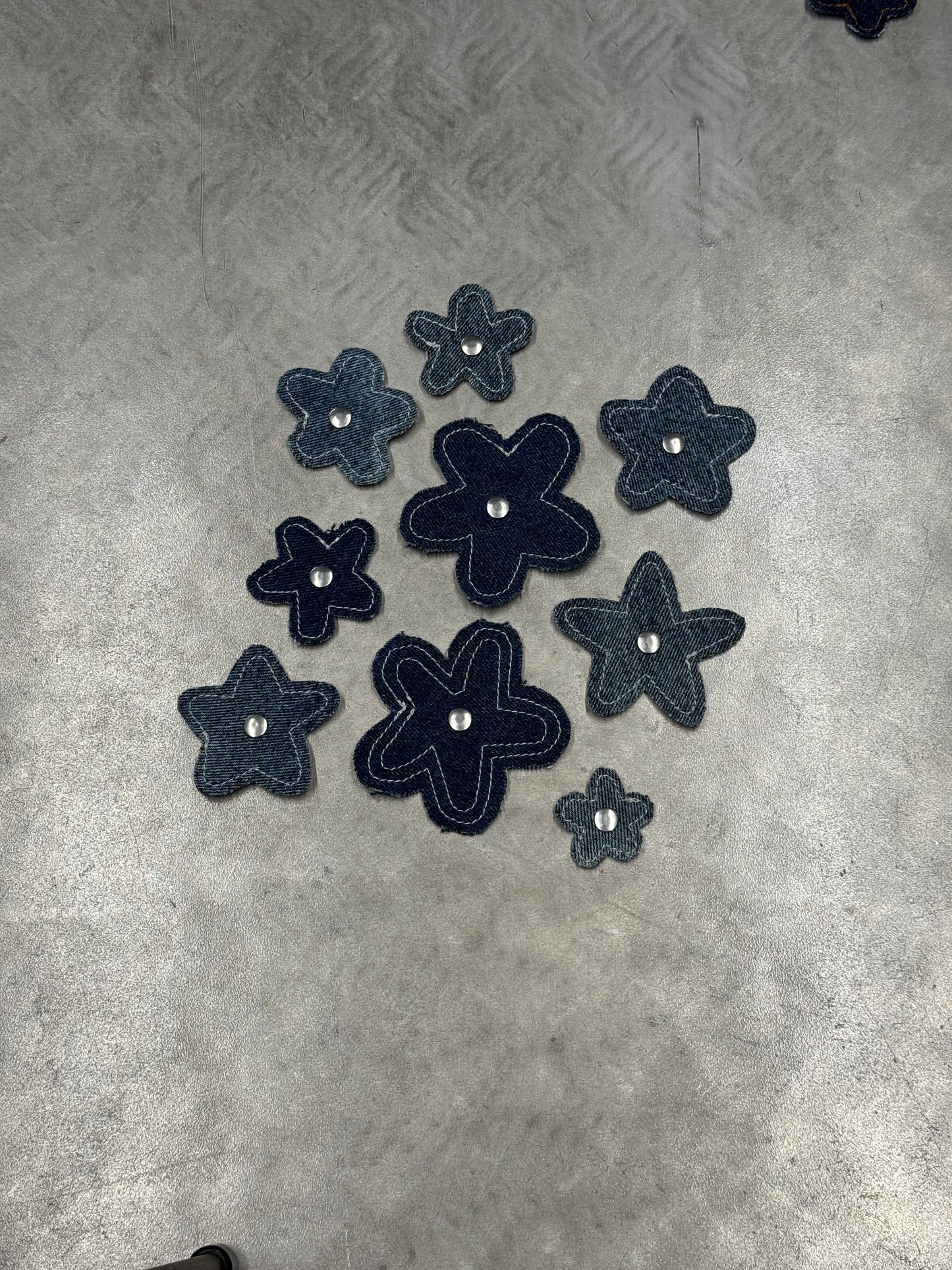 Attachable Blue Denim Flowers