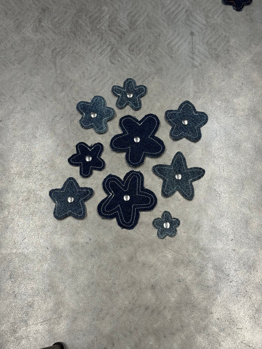 Attachable Blue Denim Flowers