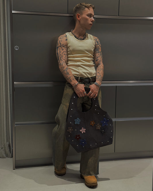 1/1 Sculptural Denim Midi Bag Dark Brown/Grey