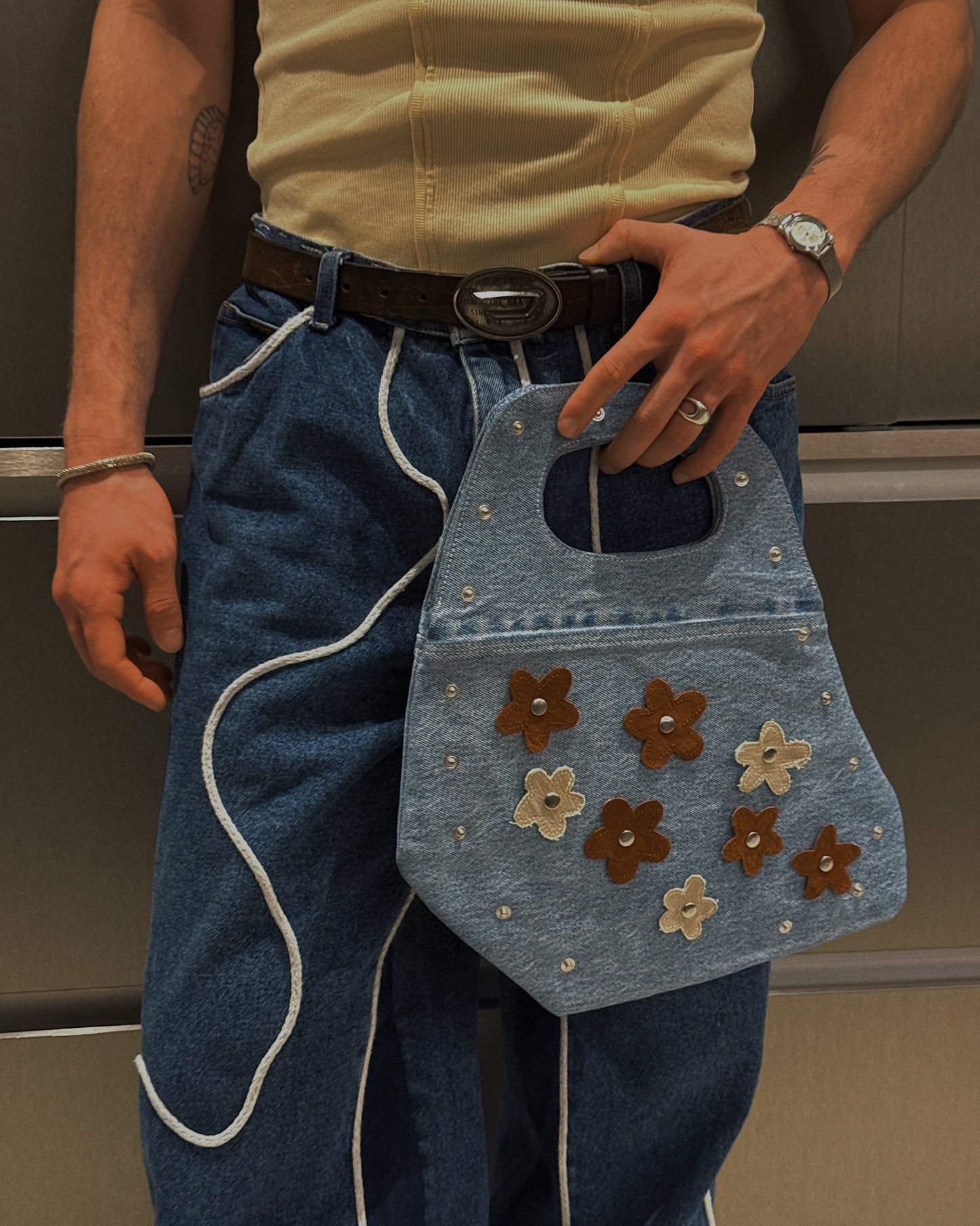 1/1 Studded Sculptural Blue Denim Mini Bag