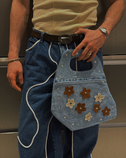 1/1 Studded Sculptural Blue Denim Mini Bag