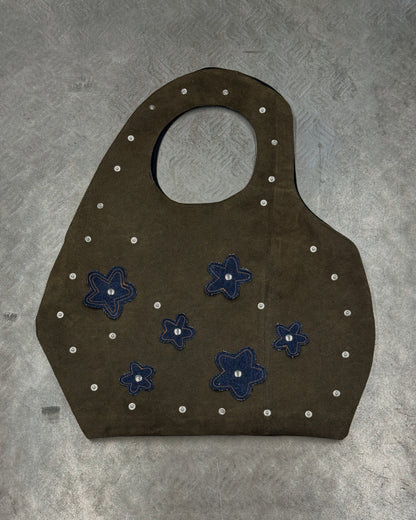 1/1 Studded Sculptural Midi Leather Bag Dark Green