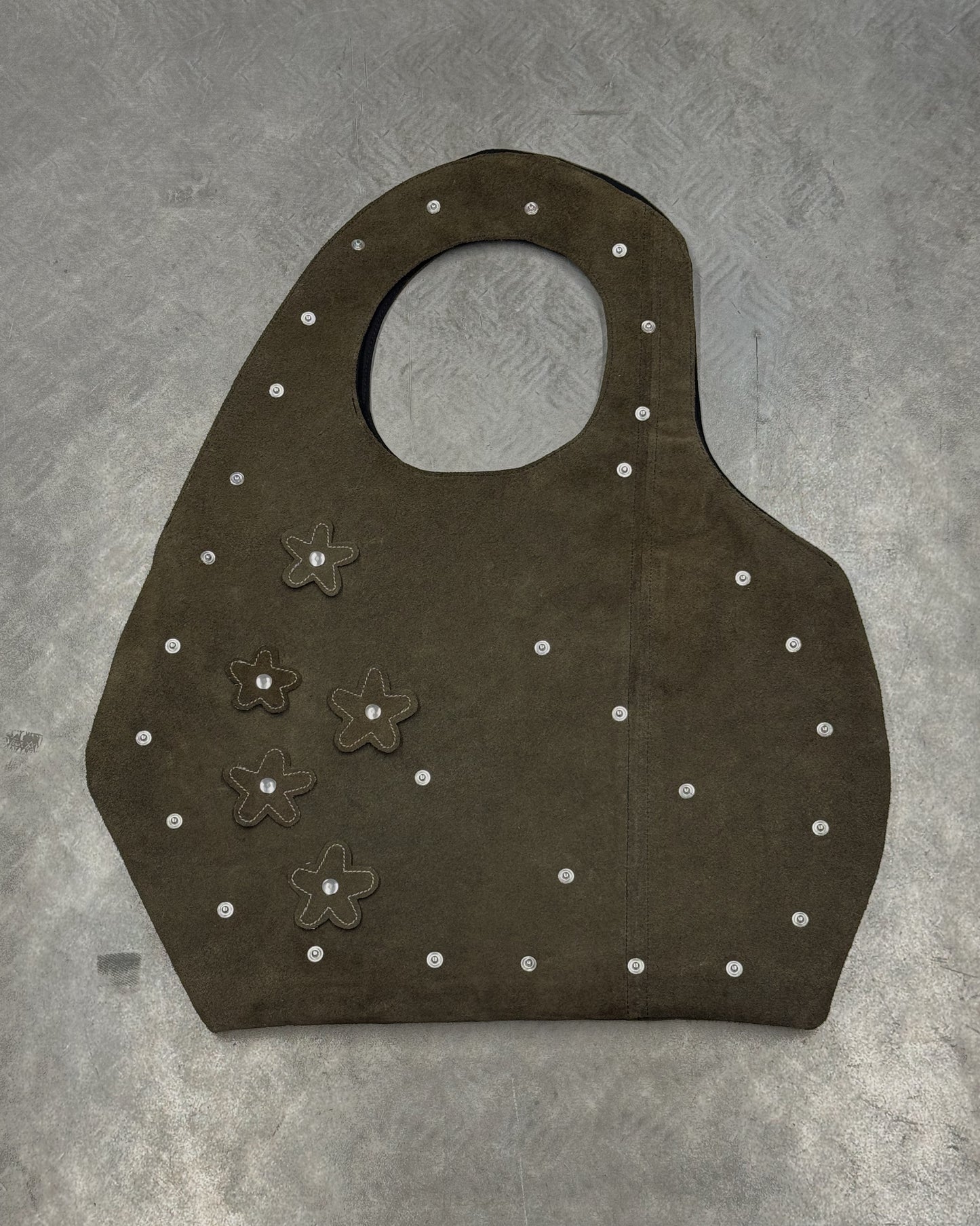 1/1 Studded Sculptural Midi Leather Bag Dark Green
