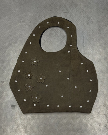 1/1 Studded Sculptural Midi Leather Bag Dark Green