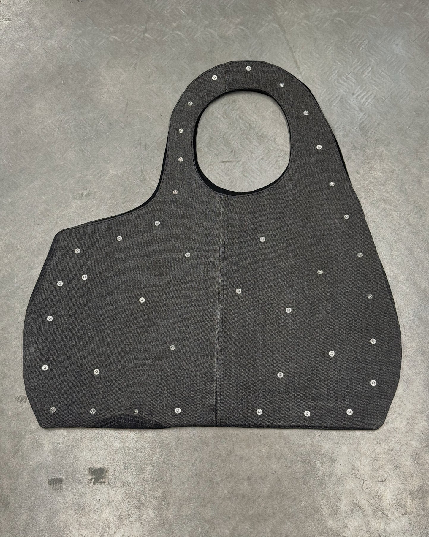 1/1 Studded Sculptural Black/Grey Denim Bag