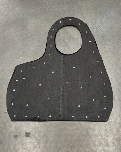 1/1 Studded Sculptural Black/Grey Denim Bag