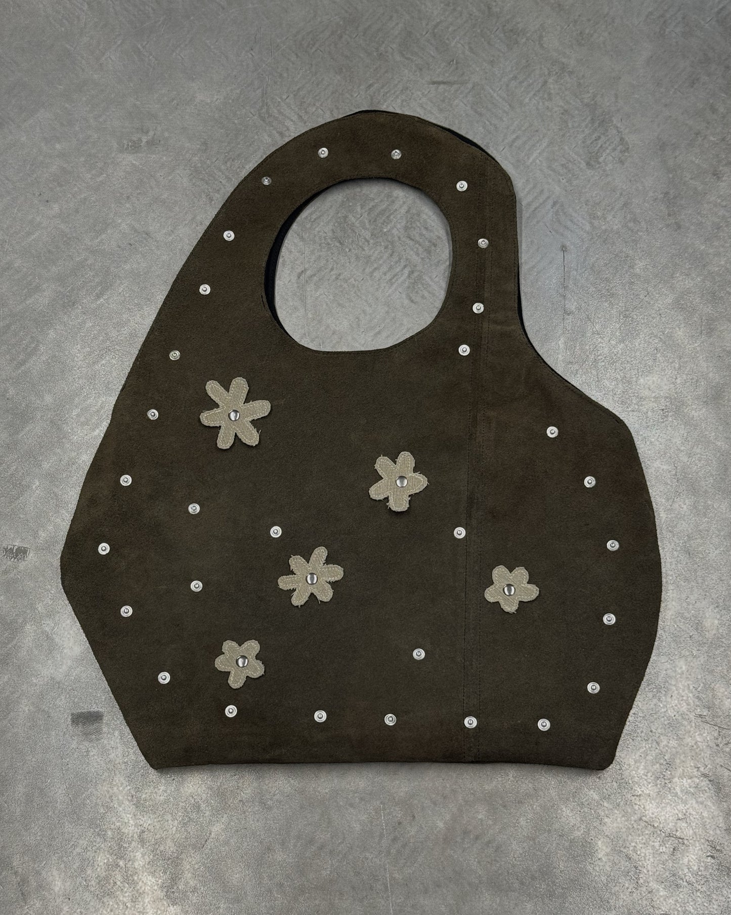 1/1 Studded Sculptural Midi Leather Bag Dark Green