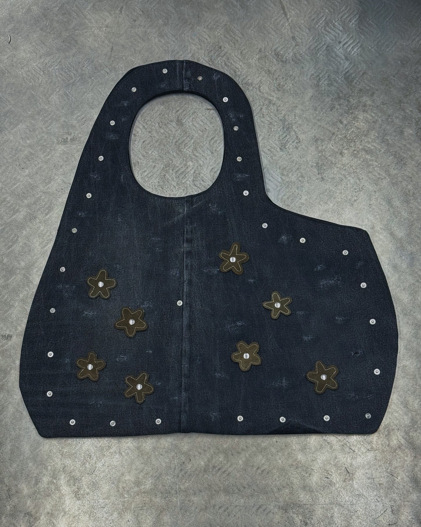 1/1 Studded Sculptural Distressed Large Bag Black/Grey