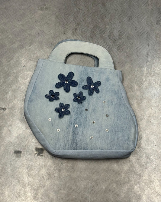 1/1 Studded Light Blue Jeans Puffed Mini Bag