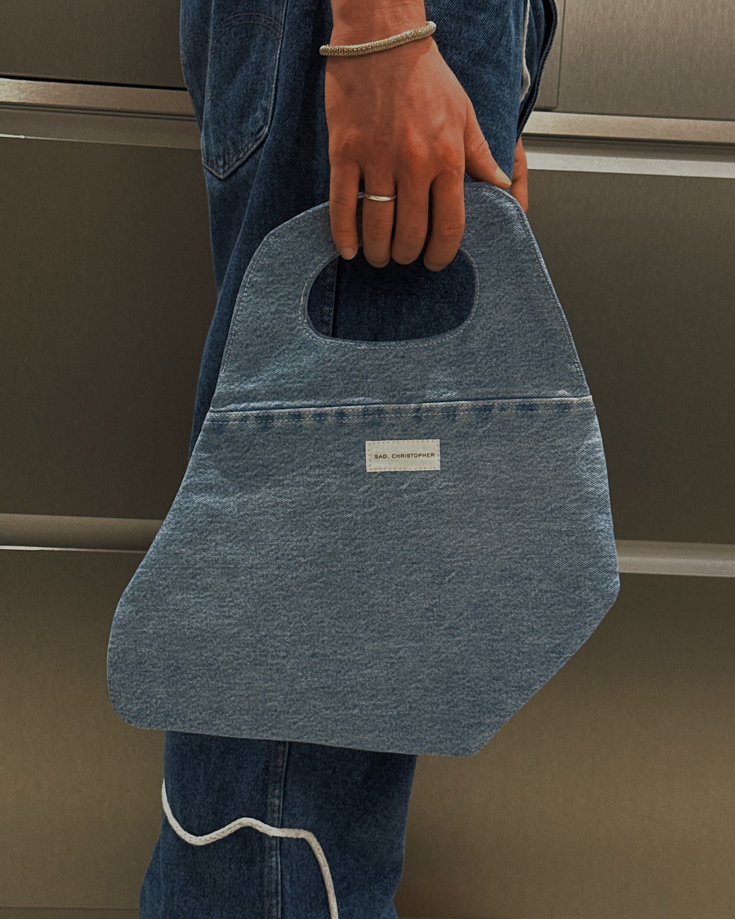 1/1 Studded Sculptural Blue Denim Mini Bag