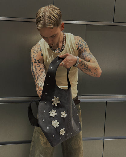 1/1 Sculptural Denim Midi Bag Dark Brown/Grey