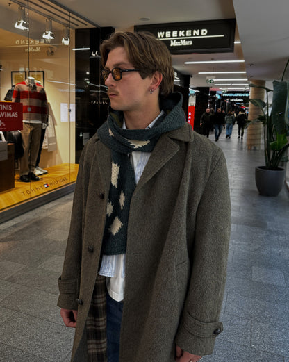 Dark Green Knitted Woven HoodScarf