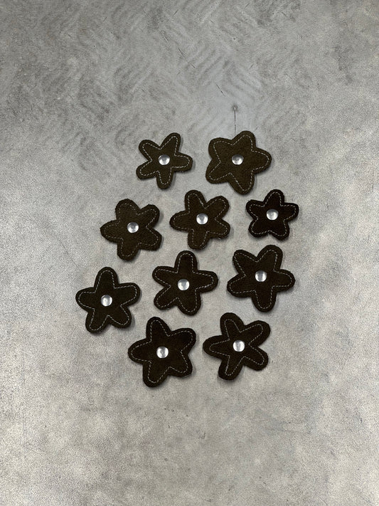 Attachable Dark Green Leather Flowers