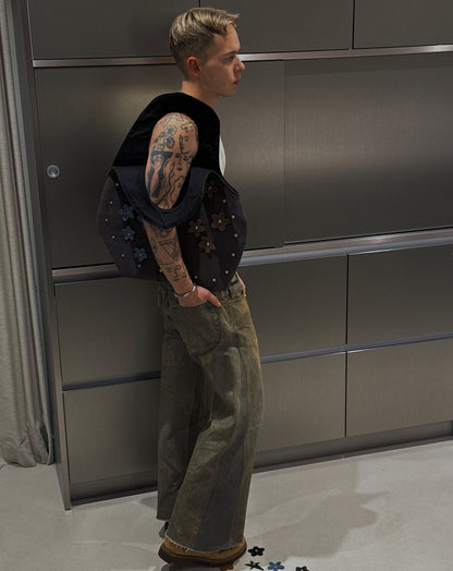 1/1 Sculptural Denim Midi Bag Dark Brown/Grey