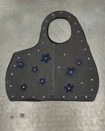 1/1 Studded Sculptural Black/Grey Denim Bag