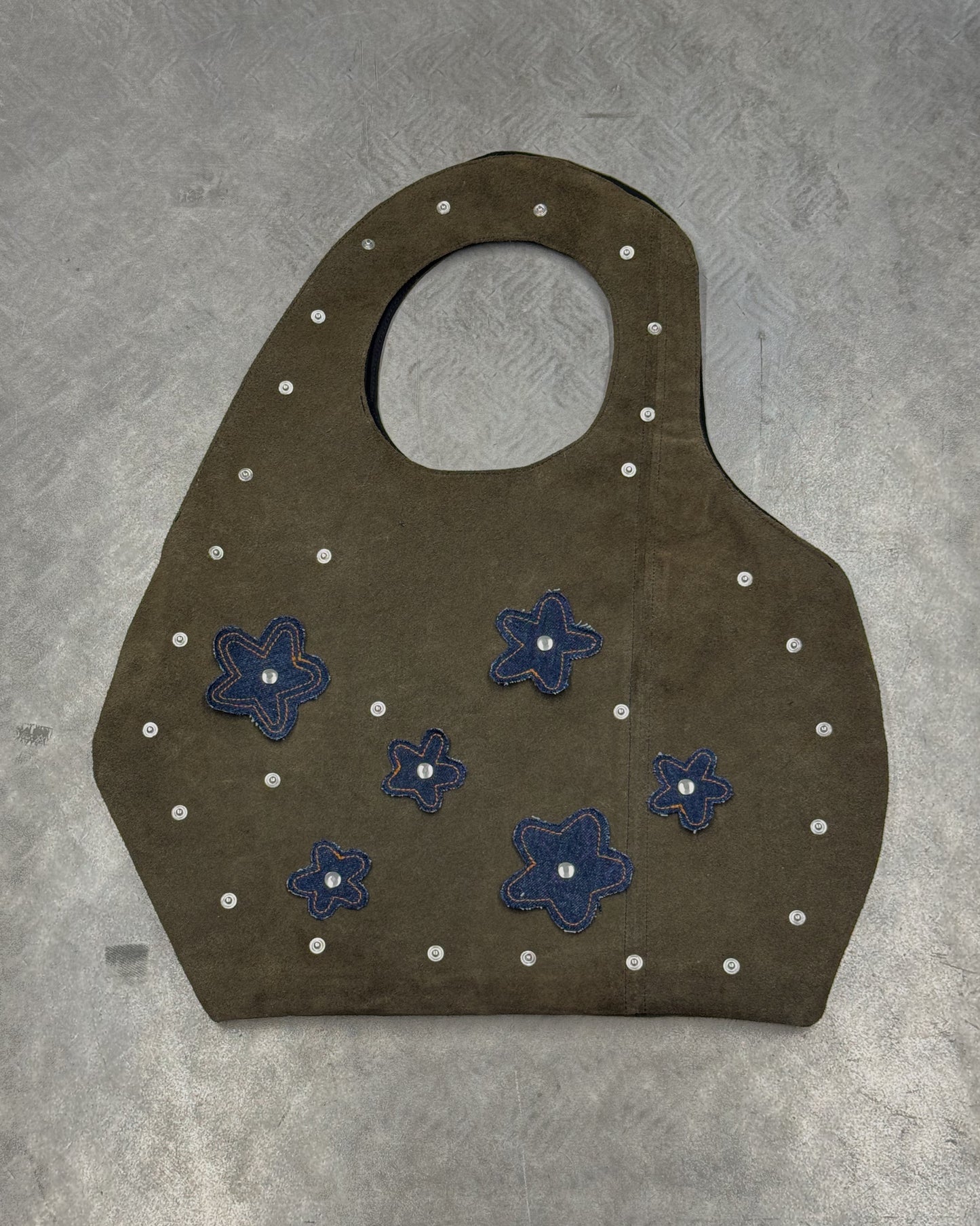 1/1 Studded Sculptural Midi Leather Bag Dark Green
