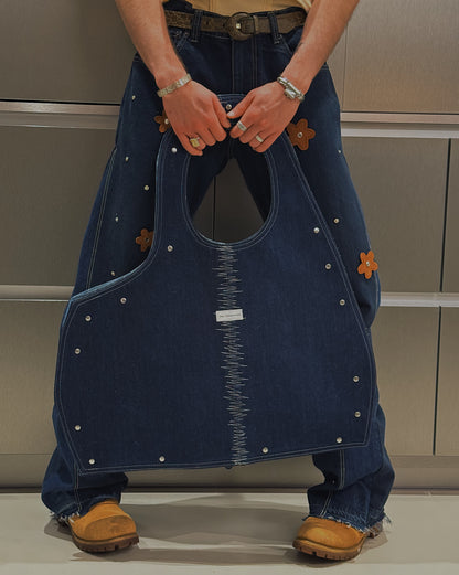 1/1 Studded Sculptural Large Bag Blue + Dark Blue Front