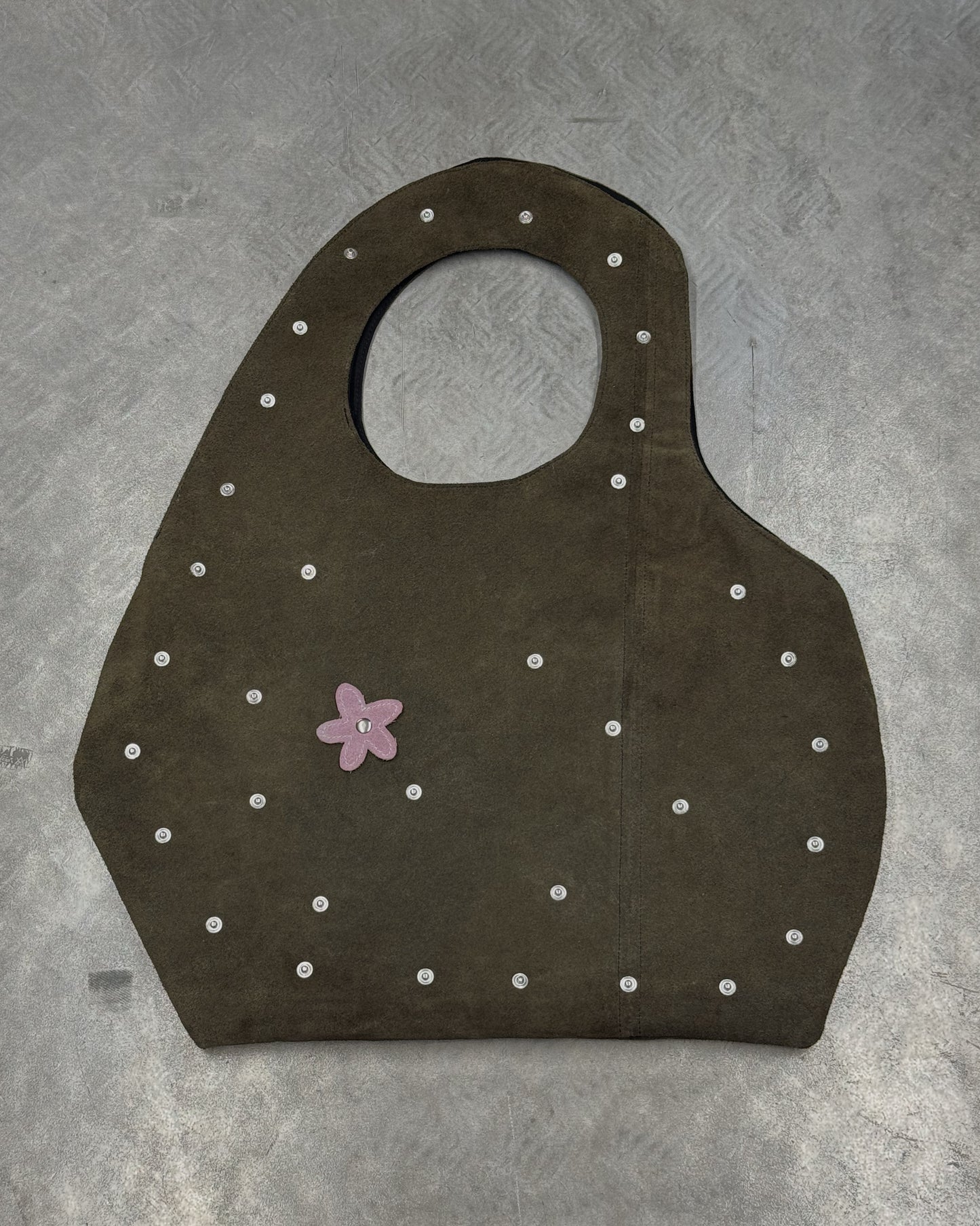 1/1 Studded Sculptural Midi Leather Bag Dark Green