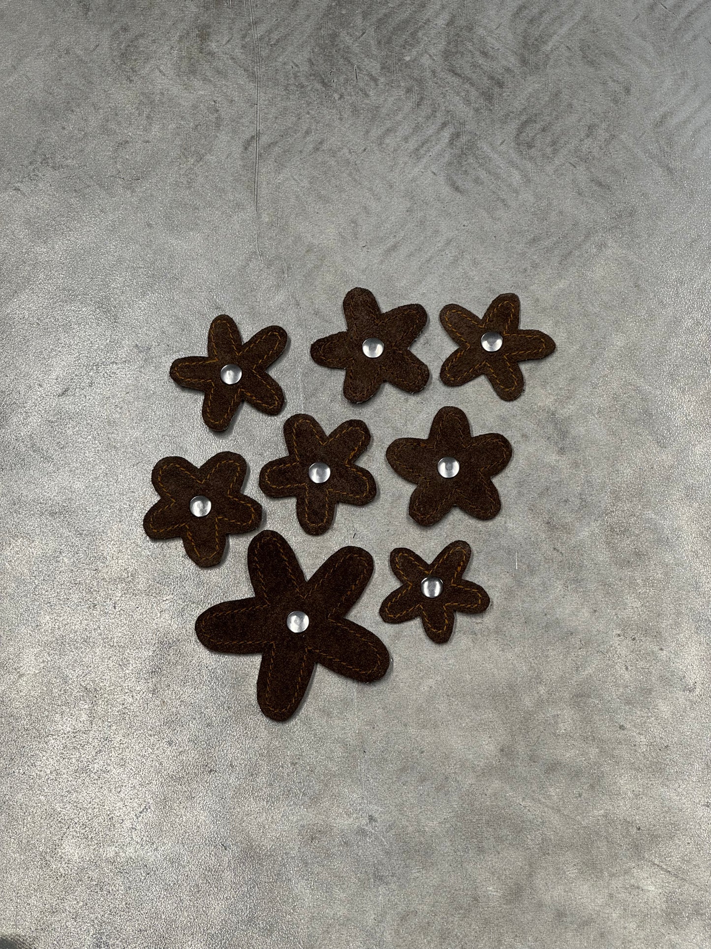 Attachable Brown Leather Flowers