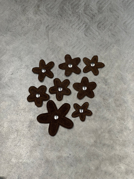 Attachable Brown Leather Flowers