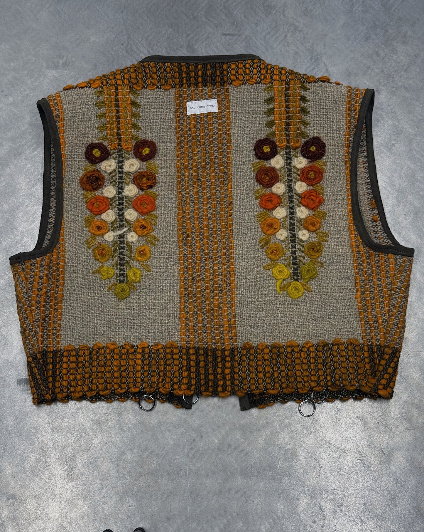 1/1 Sunburst Floral Hand-Embroidered Vintage Vest
