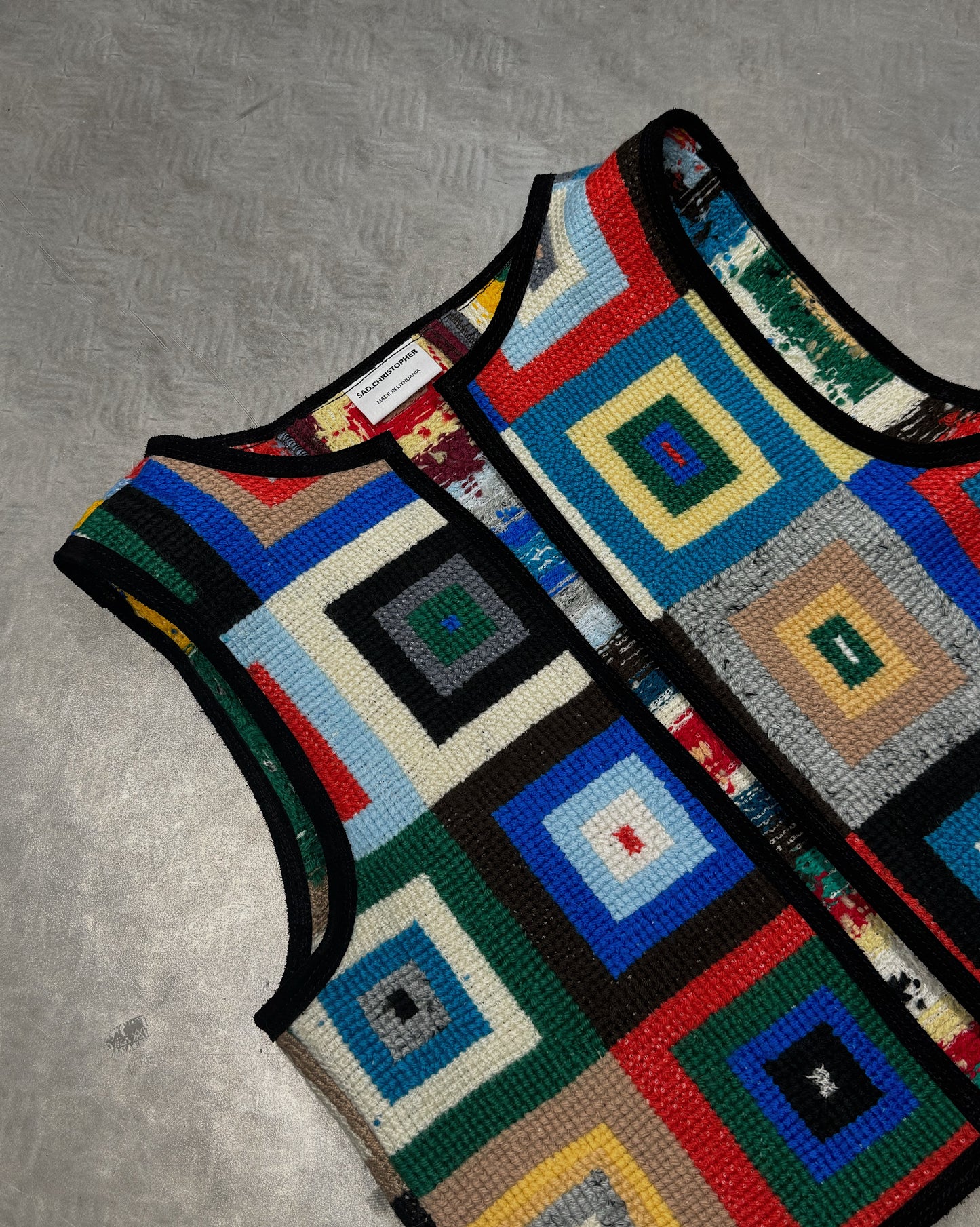 1/1 Geometric Patchwork Woven Vest
